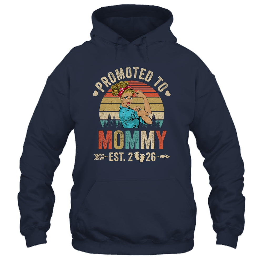 Promoted To Mommy Est 2026 Retro First Time Mommy Shirt & Tank Top | teecentury