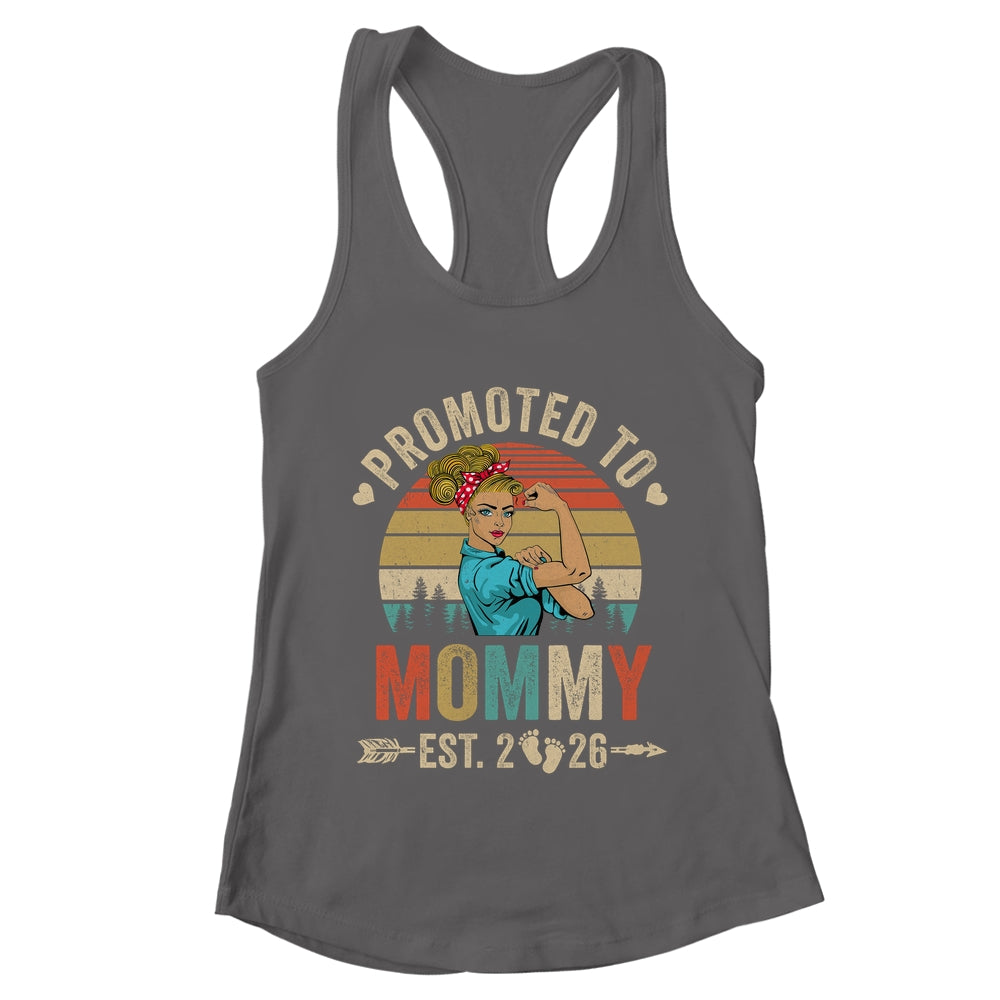 Promoted To Mommy Est 2026 Retro First Time Mommy Shirt & Tank Top | teecentury