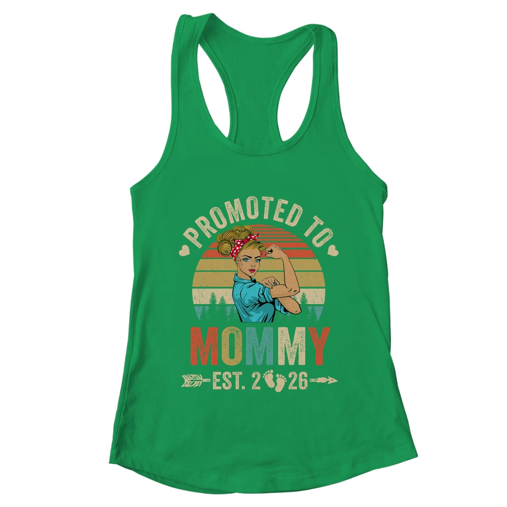 Promoted To Mommy Est 2026 Retro First Time Mommy Shirt & Tank Top | teecentury