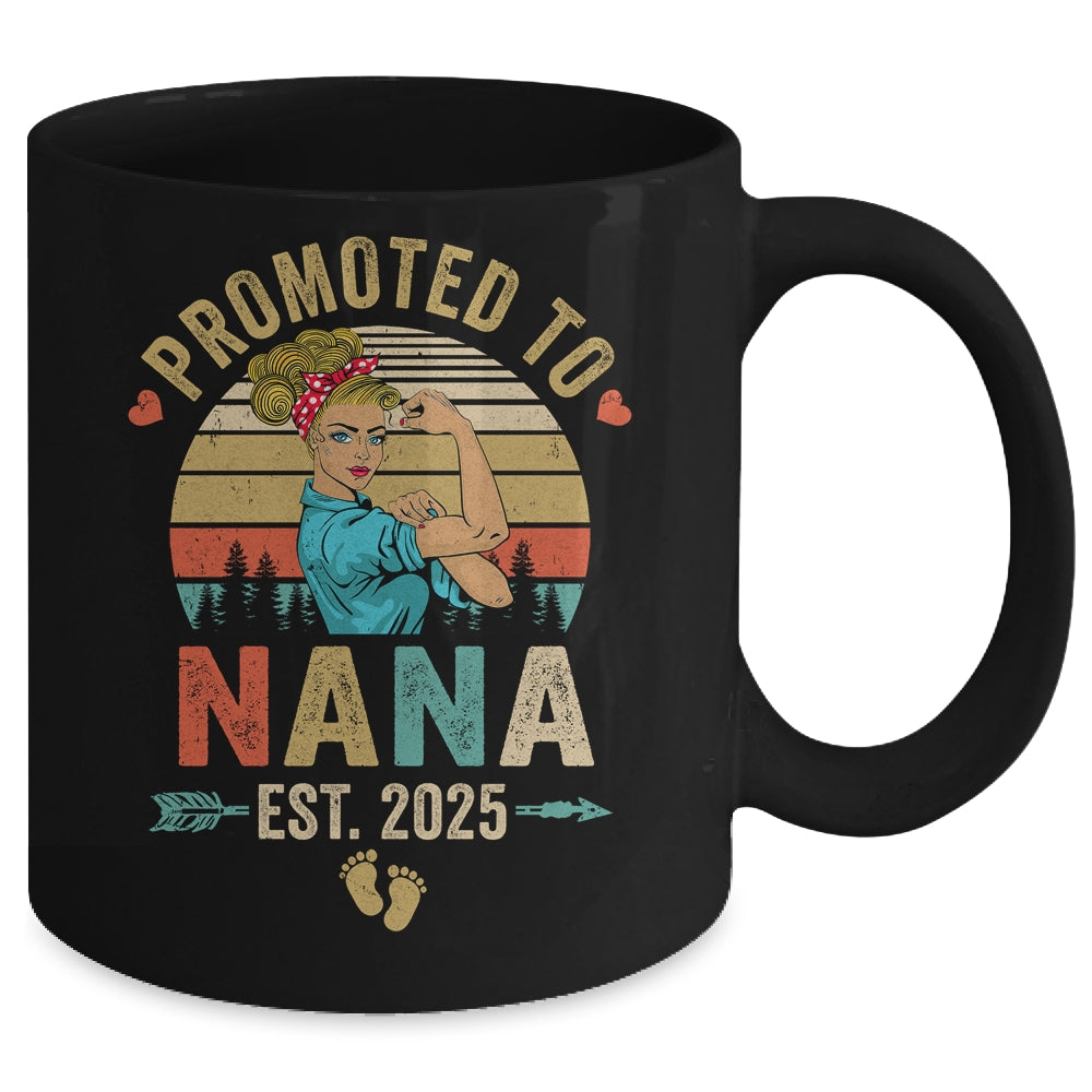 Promoted To Nana Est 2025 Retro First Time Nana Mug | teecentury