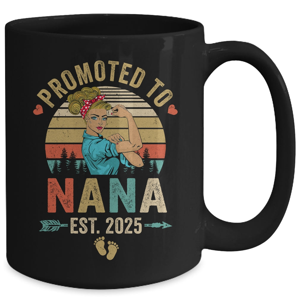 Promoted To Nana Est 2025 Retro First Time Nana Mug | teecentury