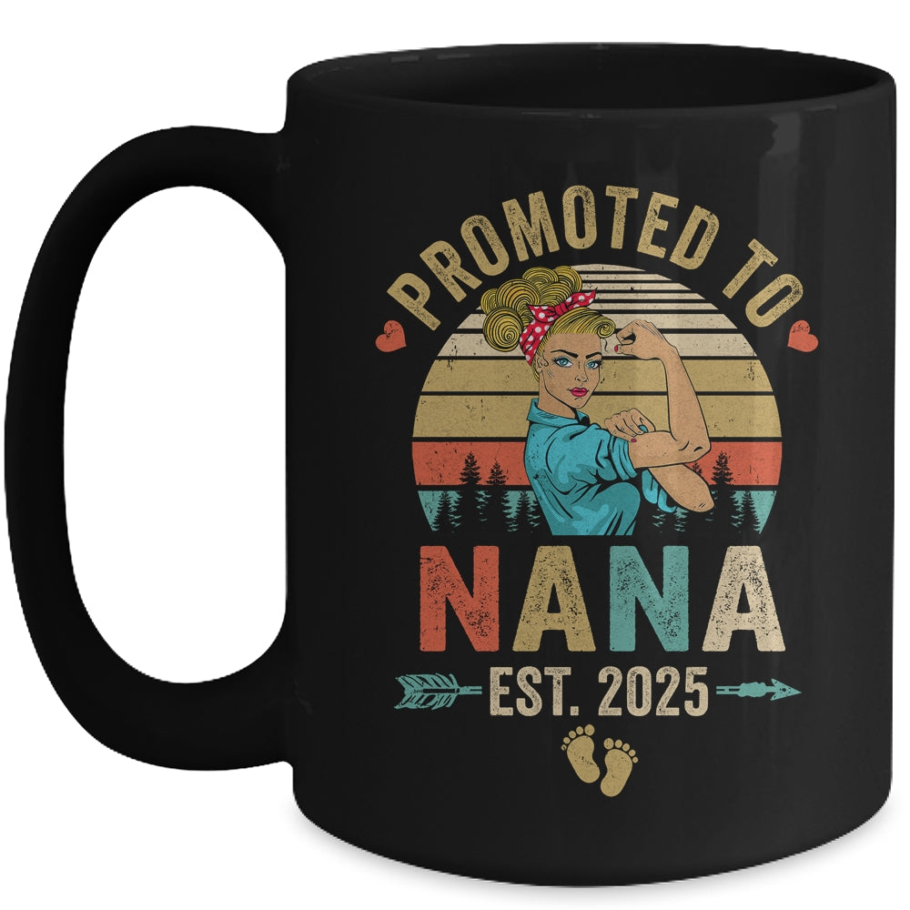 Promoted To Nana Est 2025 Retro First Time Nana Mug | teecentury