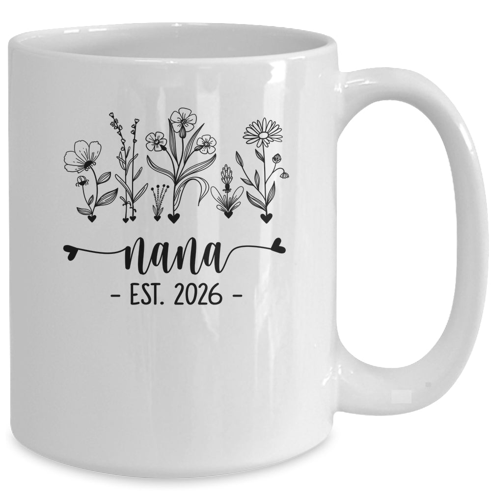 Promoted To Nana Est 2026 Pregnancy Announcement Flower Mug | teecentury
