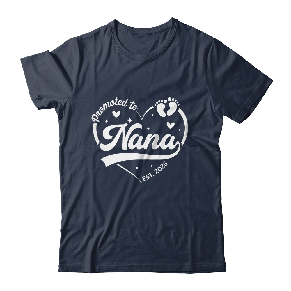 Promoted To Nana Est 2026 Soon To Be New Grandmom Heart Shirt & Tank Top | teecentury