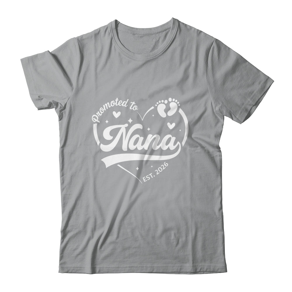 Promoted To Nana Est 2026 Soon To Be New Grandmom Heart Shirt & Tank Top | teecentury