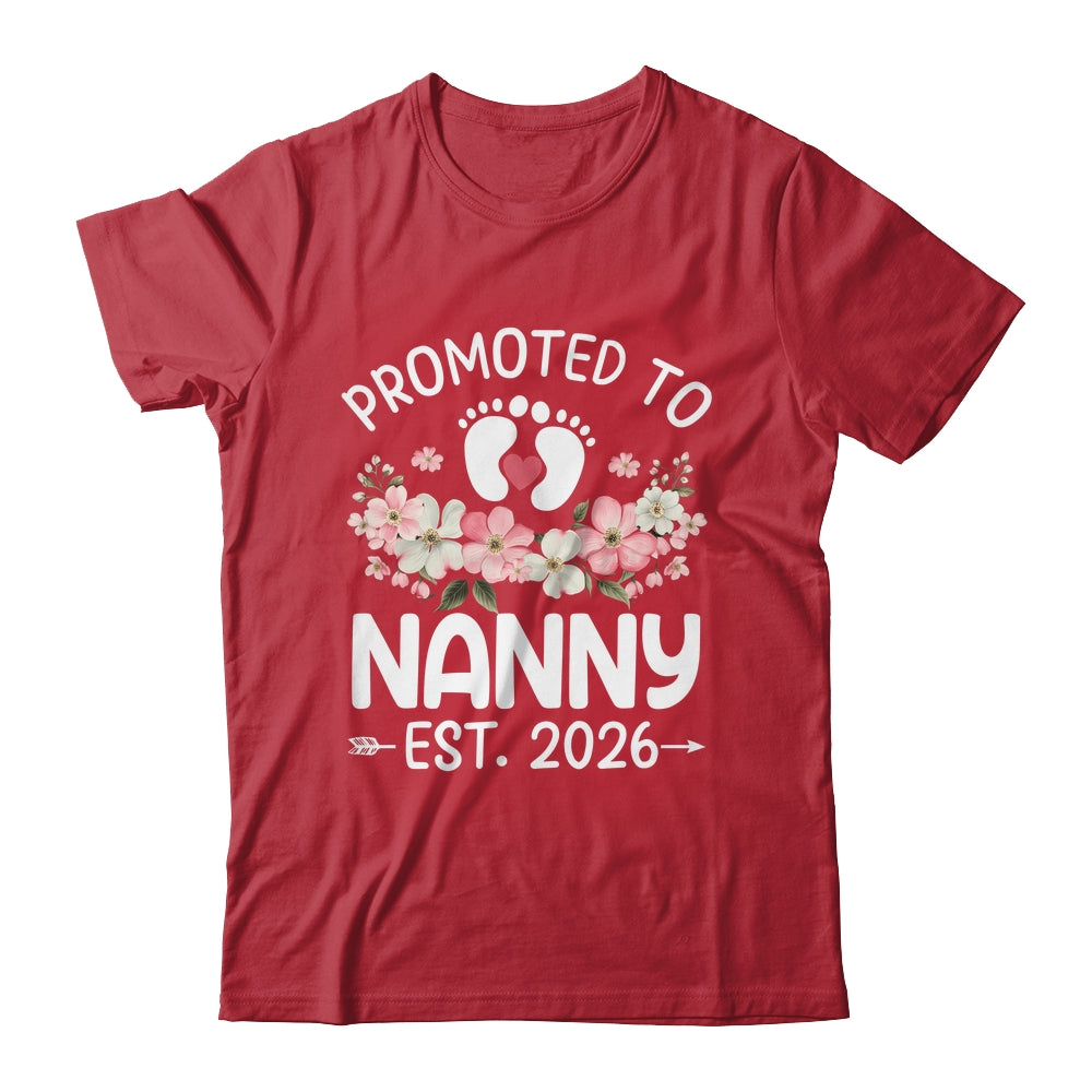 Promoted To Nanny 2026 First Time Floral New Nanny Shirt & Hoodie | teecentury