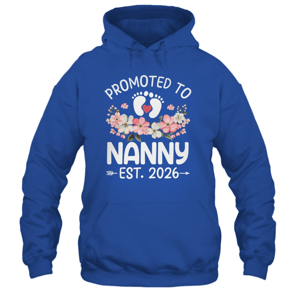 Promoted To Nanny 2026 First Time Floral New Nanny Shirt & Hoodie | teecentury