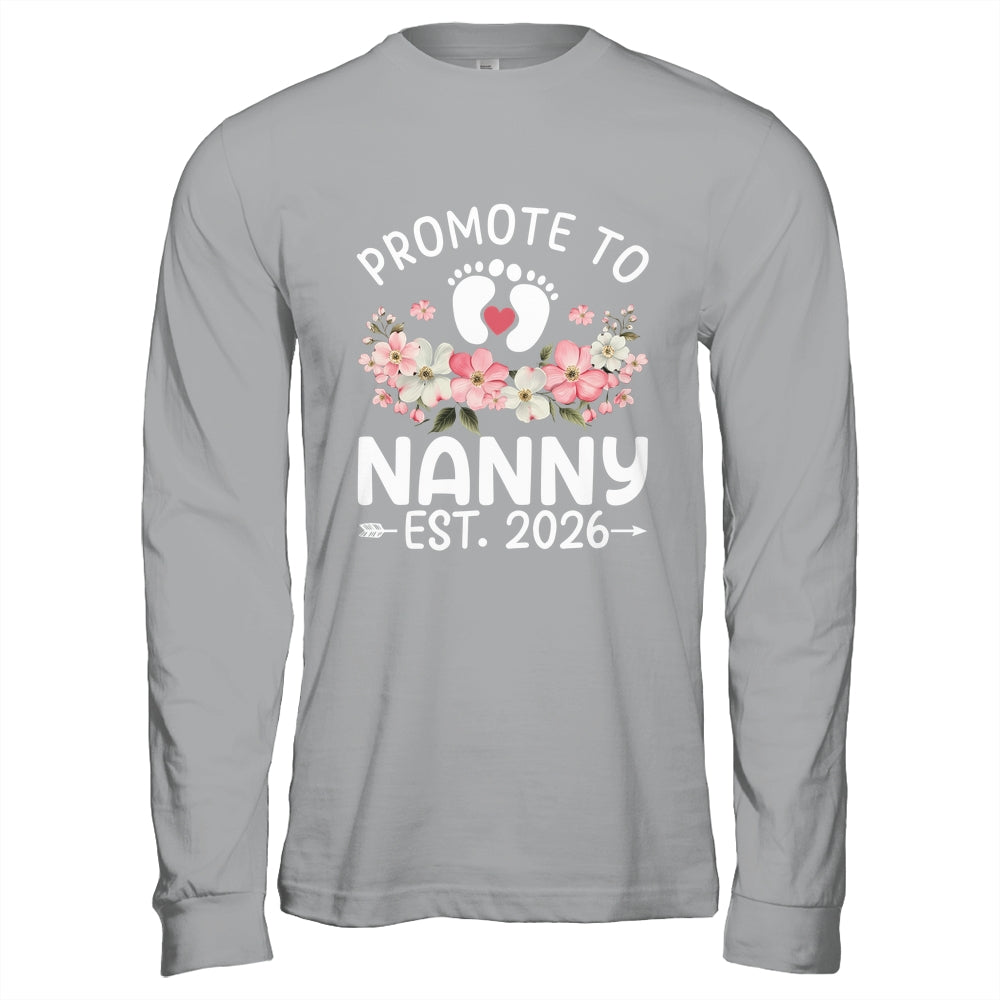 Promoted To Nanny 2026 First Time Floral New Nanny Shirt & Hoodie | teecentury