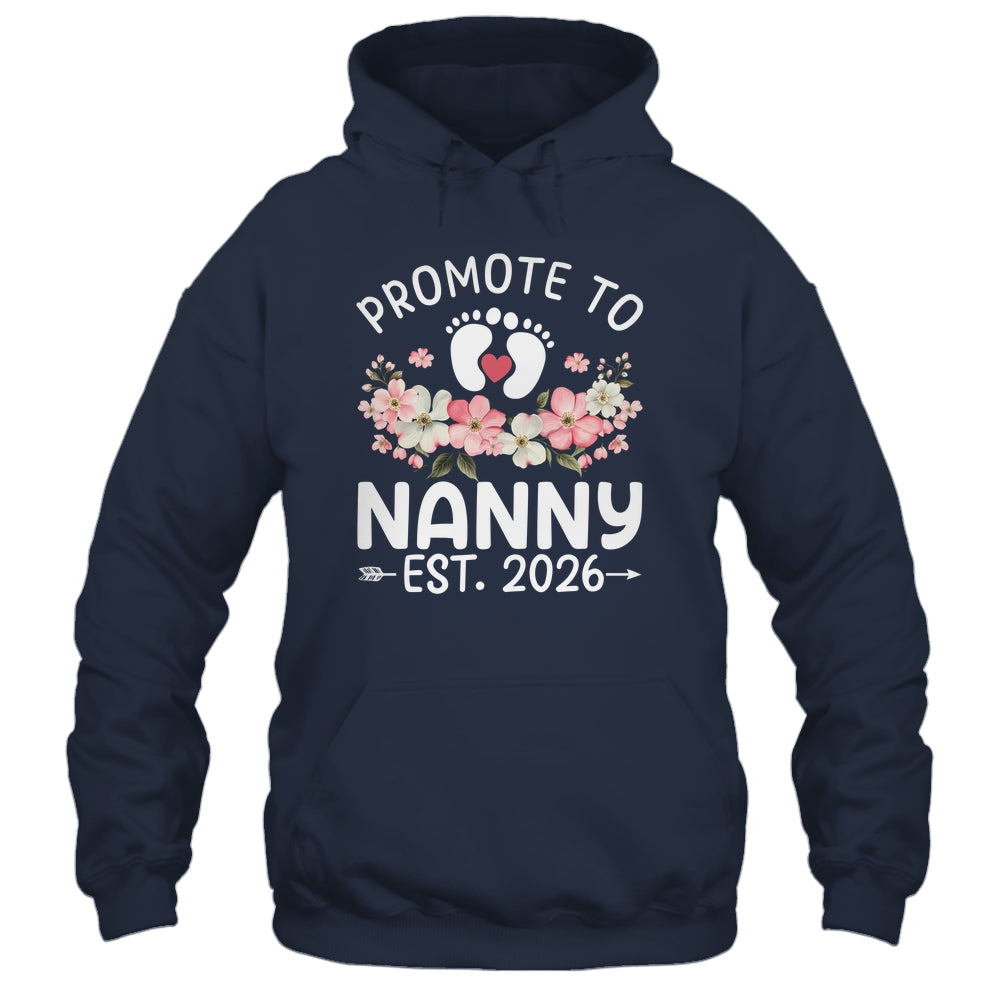 Promoted To Nanny 2026 First Time Floral New Nanny Shirt & Hoodie | teecentury