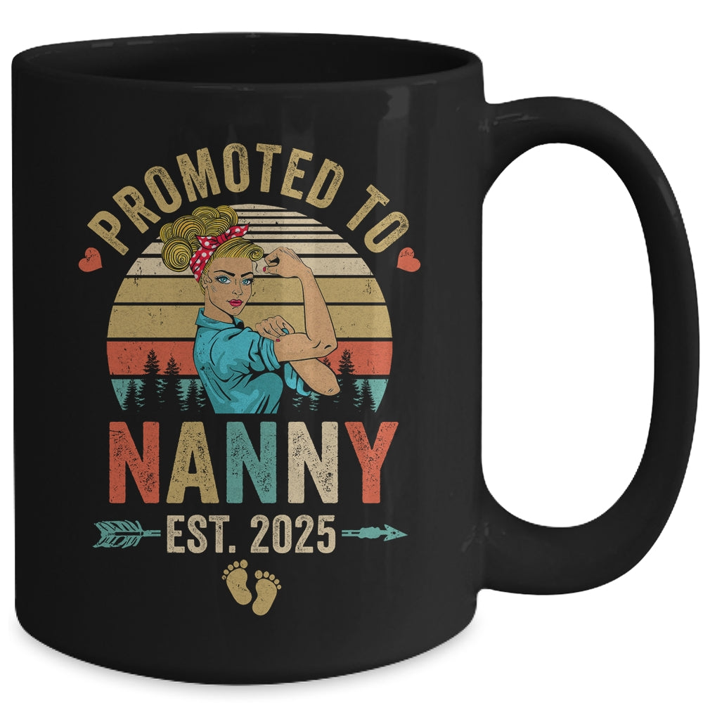 Promoted To Nanny Est 2025 Retro First Time Nanny Mug | teecentury