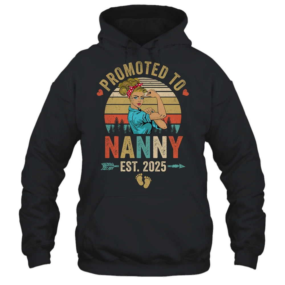 Promoted To Nanny Est 2025 Retro First Time Nanny Shirt & Tank Top | teecentury