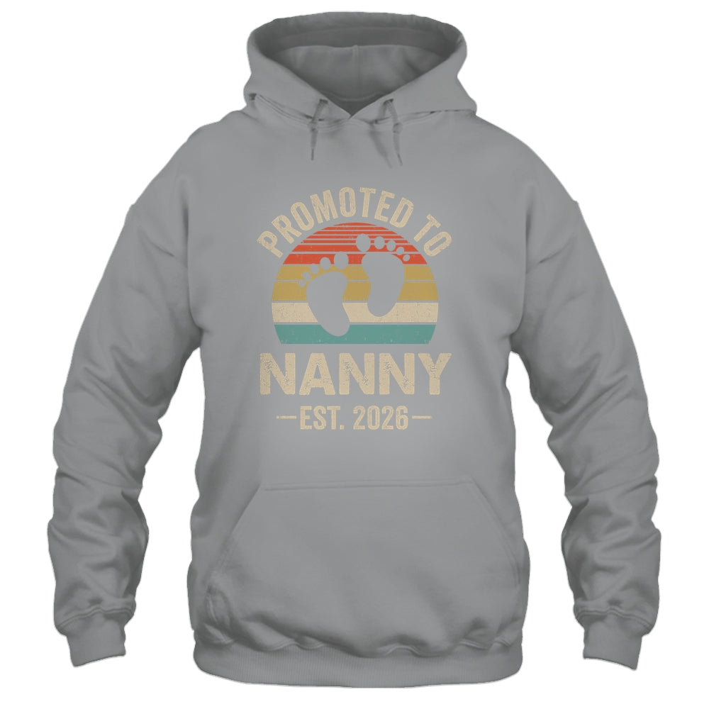 Promoted To Nanny Est 2026 Mothers Day Vintage Shirt & Hoodie | teecentury