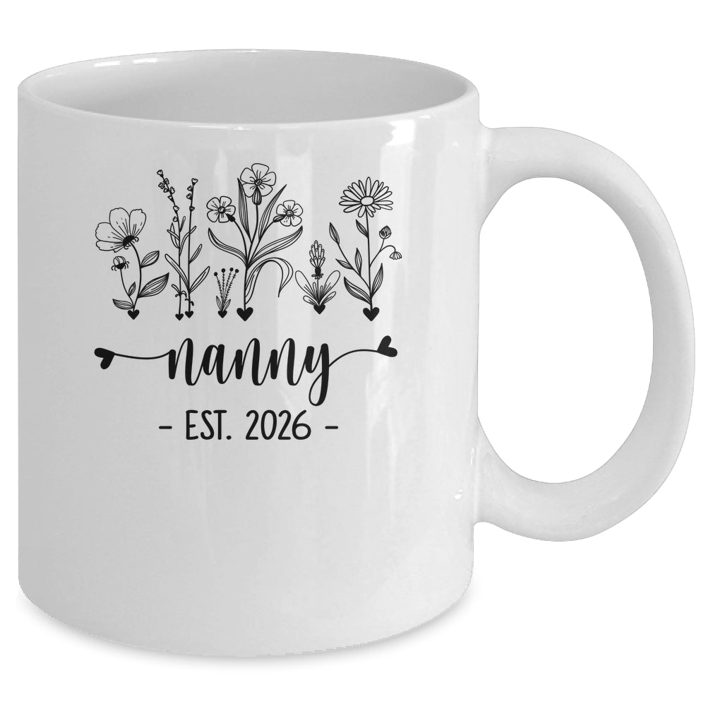 Promoted To Nanny Est 2026 Pregnancy Announcement Flower Mug | teecentury