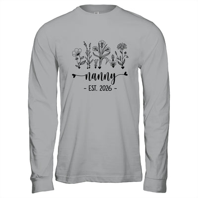 Promoted To Nanny Est 2026 Pregnancy Announcement Flower Shirt & Hoodie | teecentury