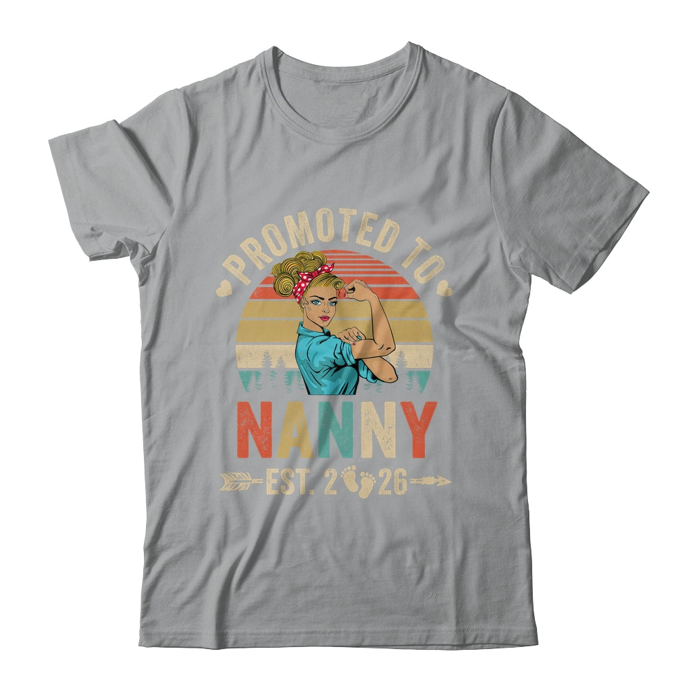 Promoted To Nanny Est 2026 Retro First Time Nanny Shirt & Tank Top | teecentury