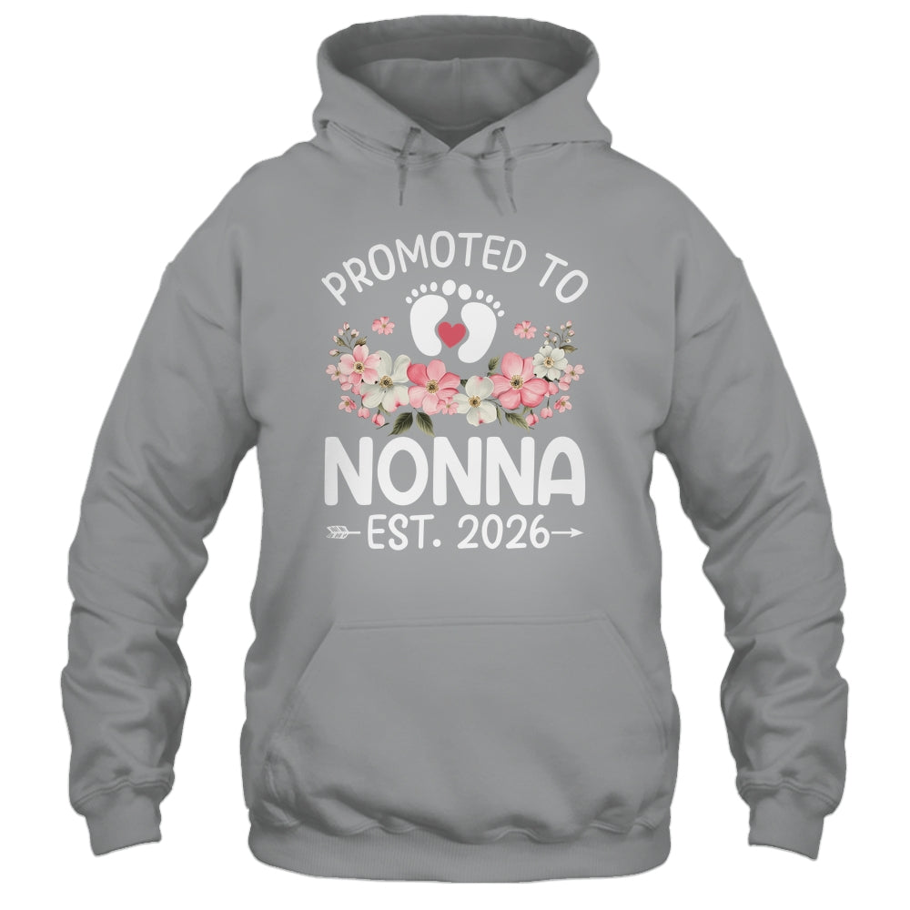 Promoted To Nonna 2026 First Time Floral New Nonna Shirt & Hoodie | teecentury