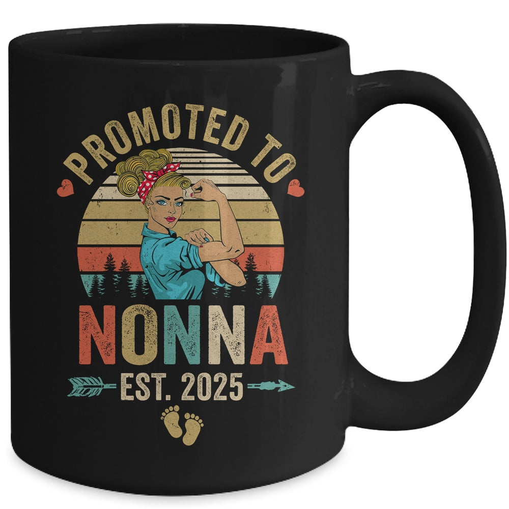 Promoted To Nonna Est 2025 Retro First Time Nonna Mug | teecentury