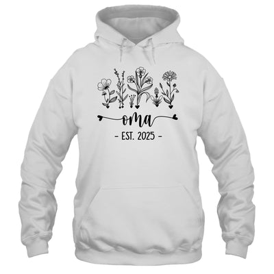Promoted To Oma Est 2025 Pregnancy Announcement Flower Shirt & Tank Top | teecentury