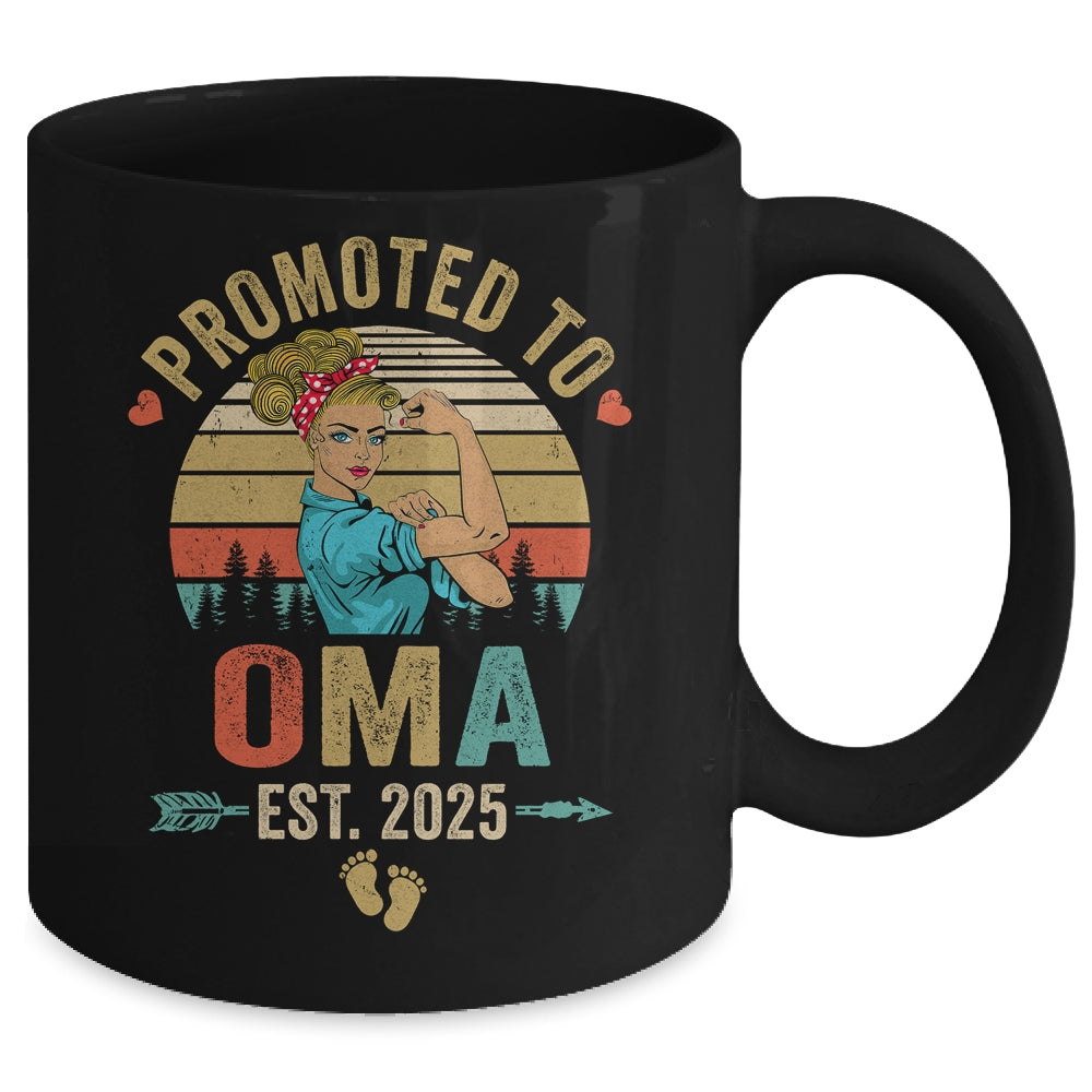 Promoted To Oma Est 2025 Retro First Time Oma Mug | teecentury