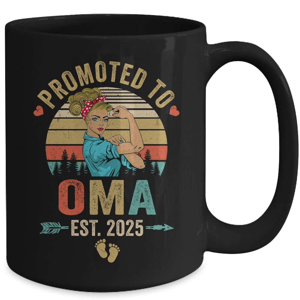 Promoted To Oma Est 2025 Retro First Time Oma Mug | teecentury