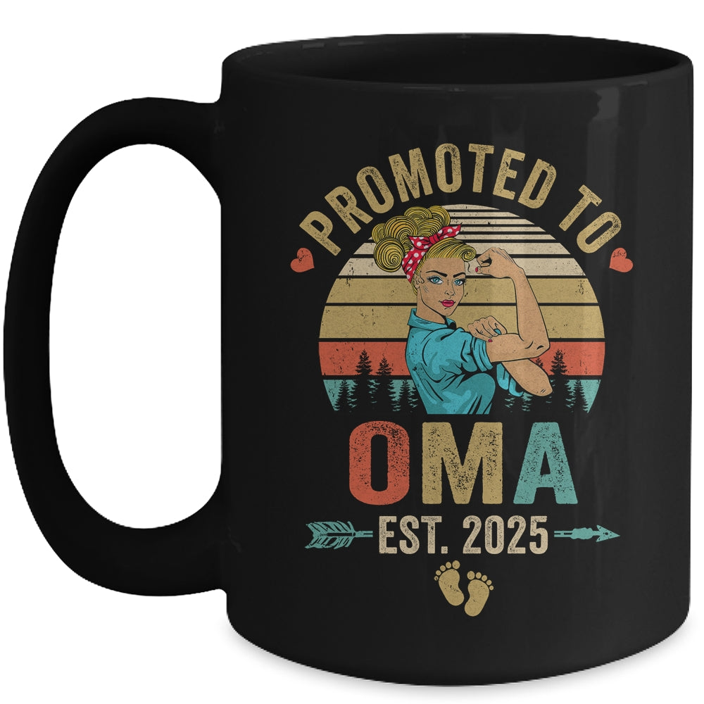 Promoted To Oma Est 2025 Retro First Time Oma Mug | teecentury