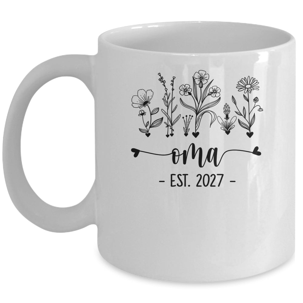 Promoted To Oma Est 2027 Pregnancy Announcement Flower Mug | teecentury