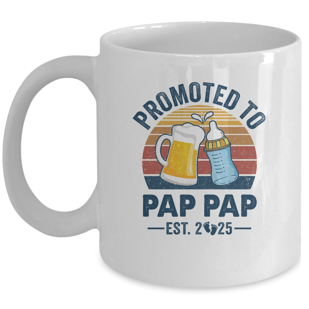 Promoted To Pap Pap Est 2025 First Time Fathers Day Vintage Mug | teecentury