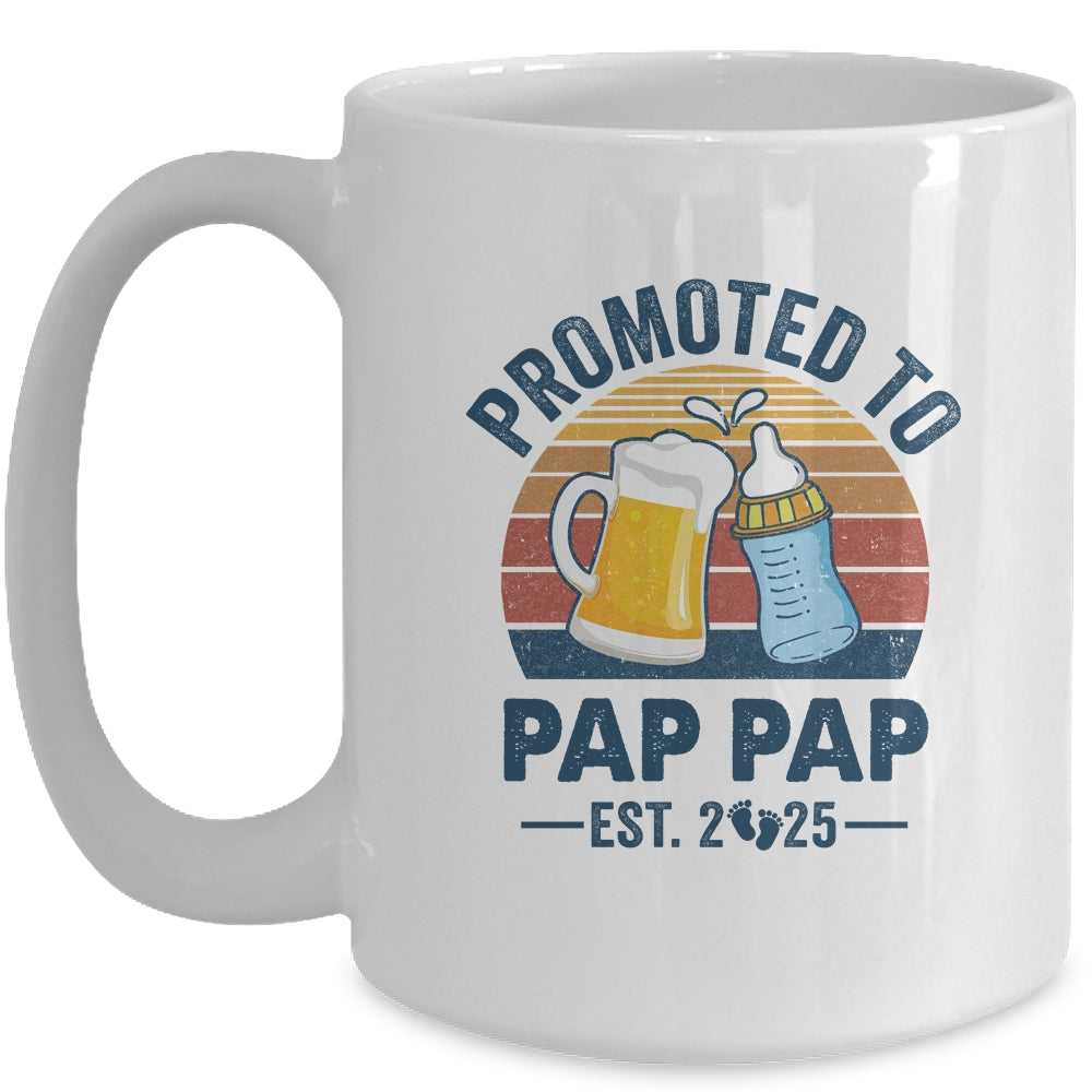 Promoted To Pap Pap Est 2025 First Time Fathers Day Vintage Mug | teecentury