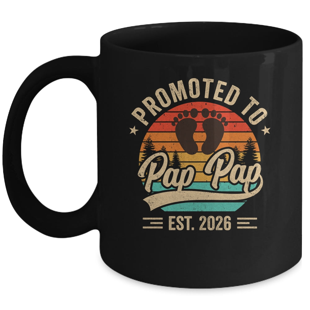 Promoted To Pap Pap Est 2026 Grandparents Baby Announcement Mug | teecentury