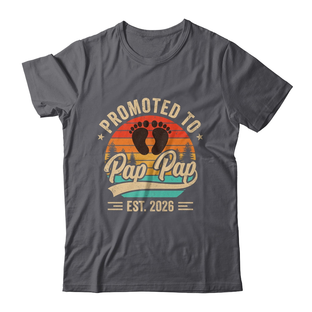 Promoted To Pap Pap Est 2026 Grandparents Baby Announcement Shirt & Hoodie | teecentury