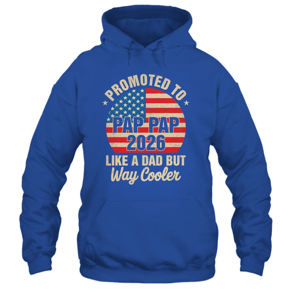 Promoted To Pap Pap Est 2026 Soon To Be New Grandad US Flag Shirt & Hoodie | teecentury