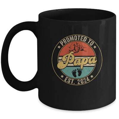 Promoted To Papa 2024 Pregnancy New First Papa Retro Mug | teecentury