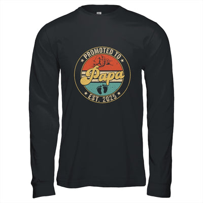 Promoted To Papa 2025 Pregnancy New First Papa Retro Shirt & Hoodie | teecentury