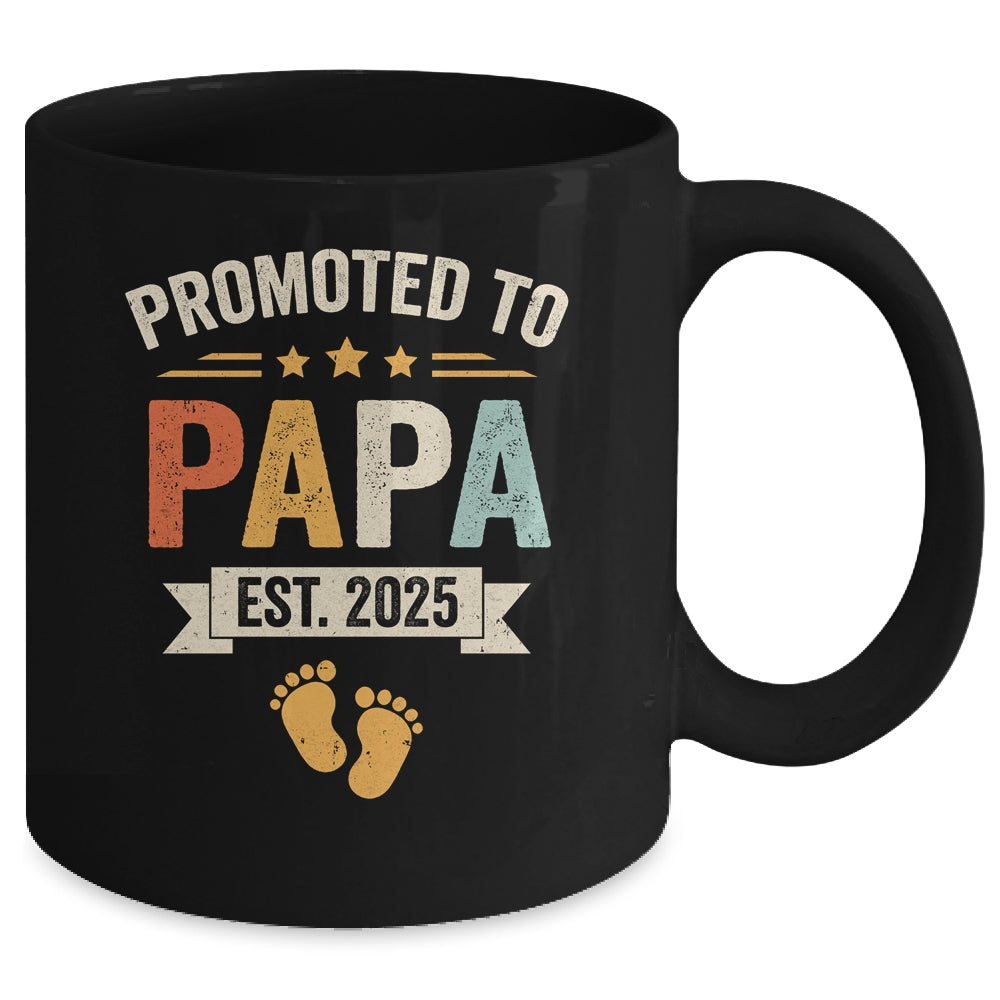 Promoted To Papa 2025 Retro Soon To Be Papa Est 2025 Mug | teecentury