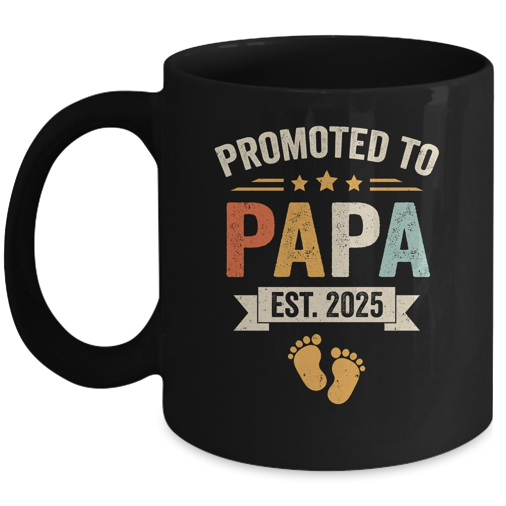 Promoted To Papa 2025 Retro Soon To Be Papa Est 2025 Mug | teecentury