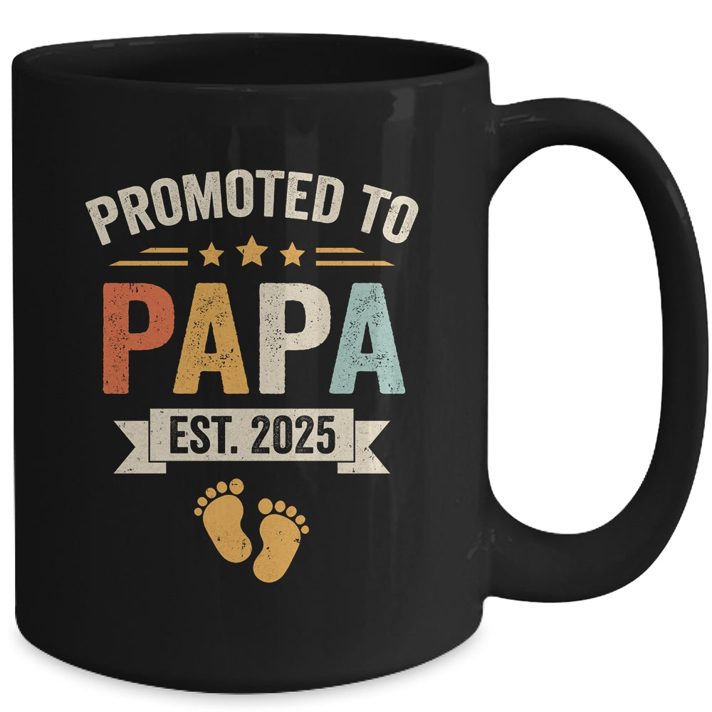 Promoted To Papa 2025 Retro Soon To Be Papa Est 2025 Mug | teecentury