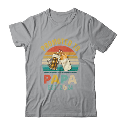 Promoted To Papa Est 2024 Vintage New Papa Fathers Day Shirt & Hoodie | teecentury