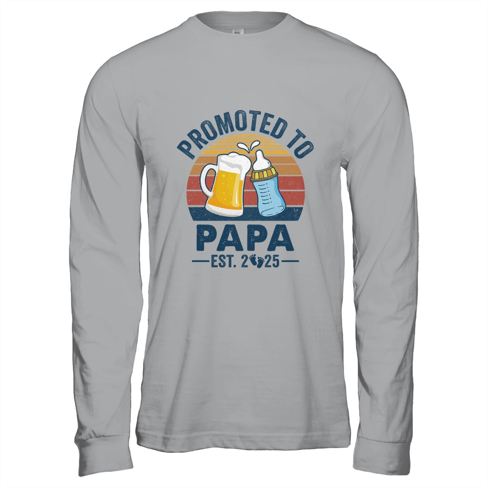 Promoted To Papa Est 2025 First Time Fathers Day Vintage Shirt & Hoodie | teecentury