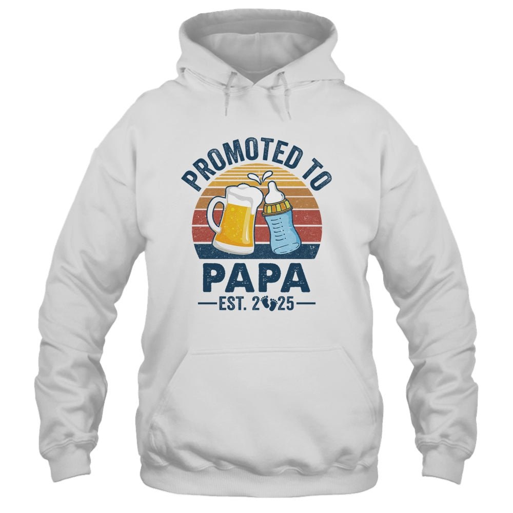 Promoted To Papa Est 2025 First Time Fathers Day Vintage Shirt & Hoodie | teecentury
