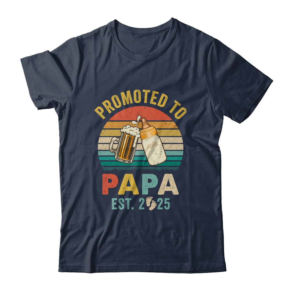 Promoted To Papa Est 2025 Vintage New Papa Fathers Day Shirt & Hoodie | teecentury
