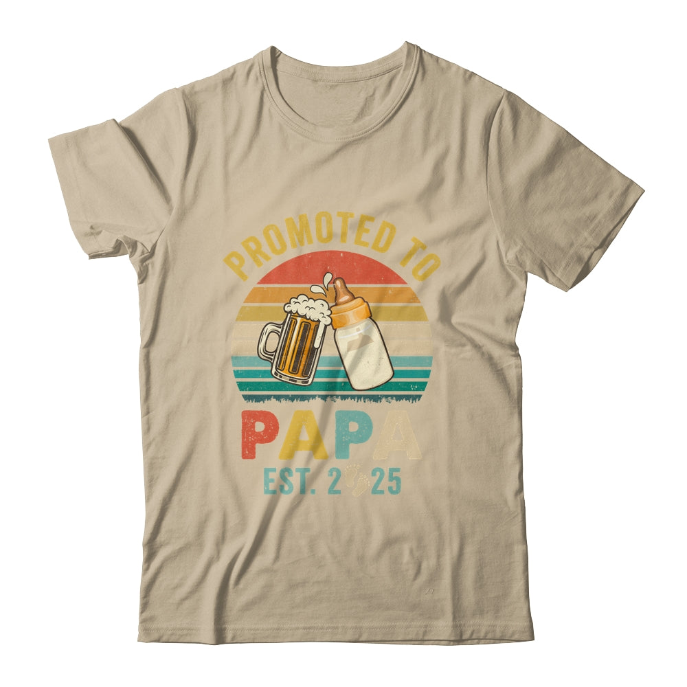 Promoted To Papa Est 2025 Vintage New Papa Fathers Day Shirt & Hoodie | teecentury