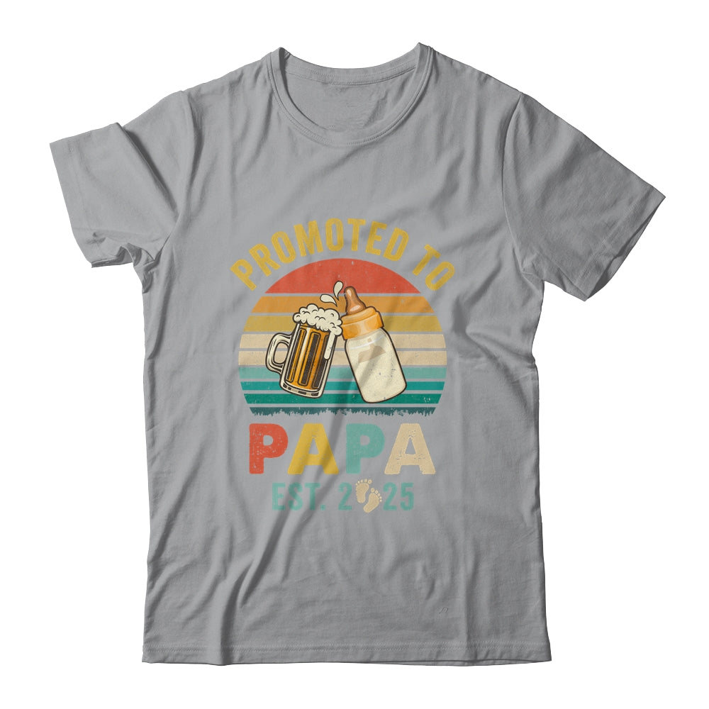 Promoted To Papa Est 2025 Vintage New Papa Fathers Day Shirt & Hoodie | teecentury