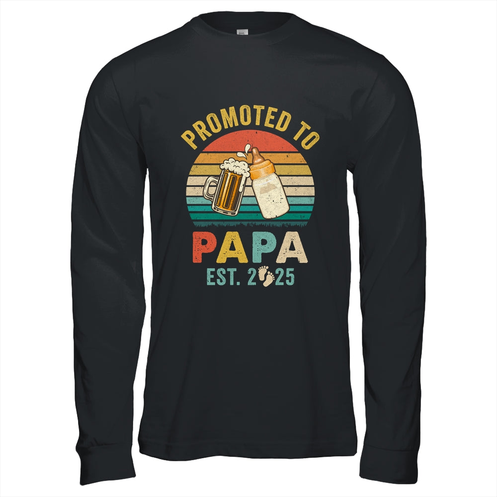 Promoted To Papa Est 2025 Vintage New Papa Fathers Day Shirt & Hoodie | teecentury