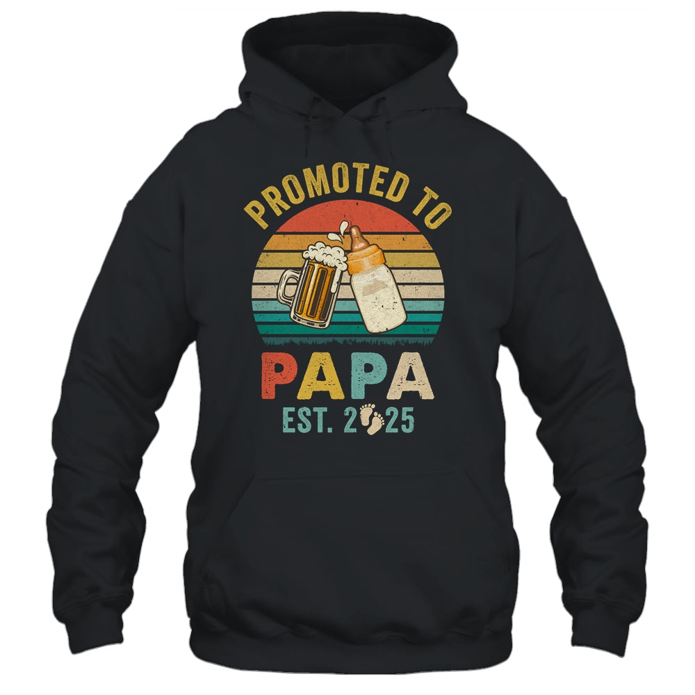 Promoted To Papa Est 2025 Vintage New Papa Fathers Day Shirt & Hoodie | teecentury