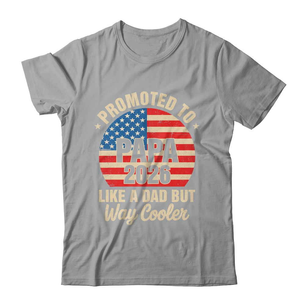 Promoted To Papa Est 2026 Soon To Be New Grandad US Flag Shirt & Hoodie | teecentury