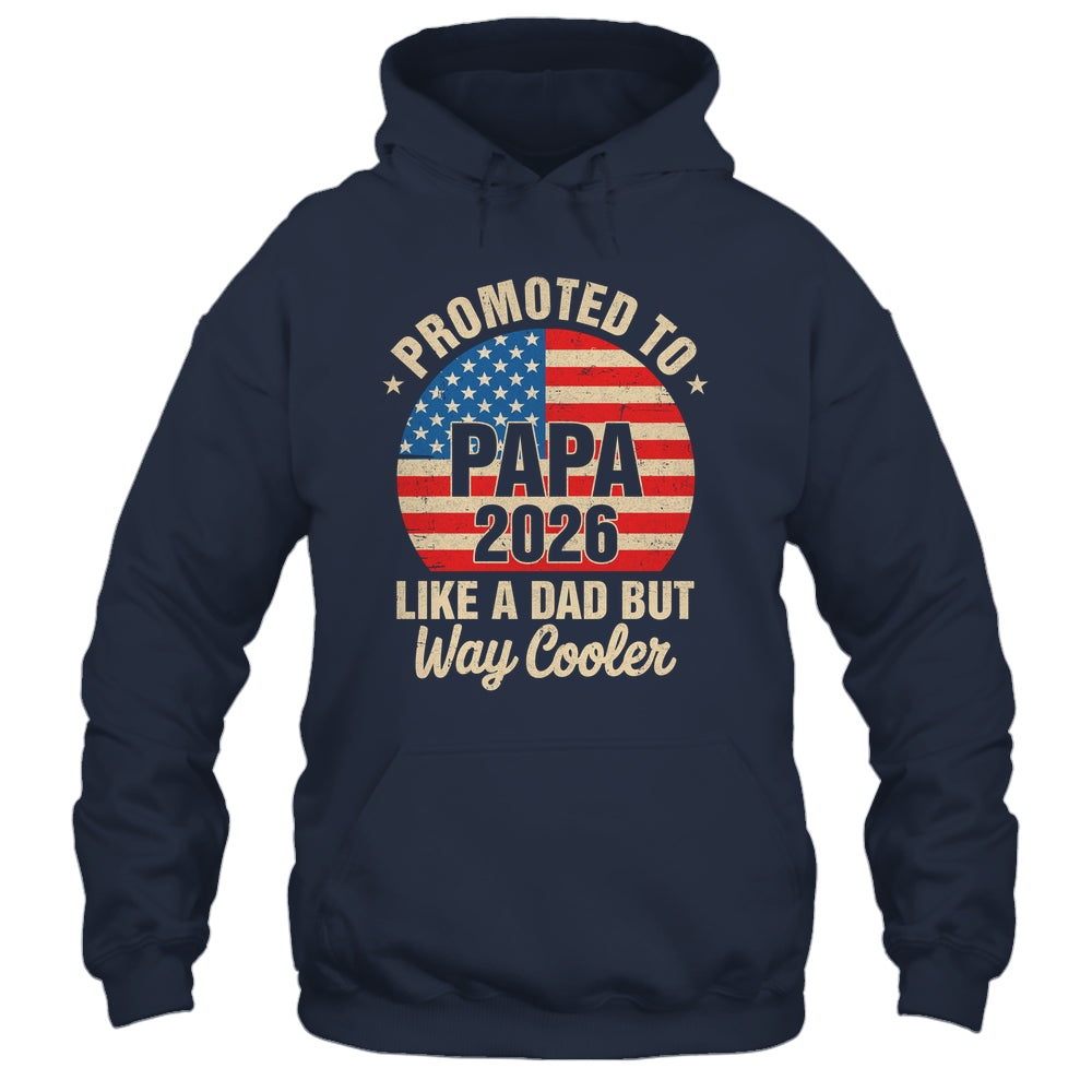 Promoted To Papa Est 2026 Soon To Be New Grandad US Flag Shirt & Hoodie | teecentury