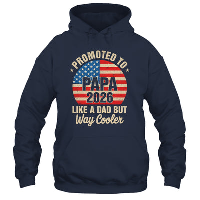 Promoted To Papa Est 2026 Soon To Be New Grandad US Flag Shirt & Hoodie | teecentury