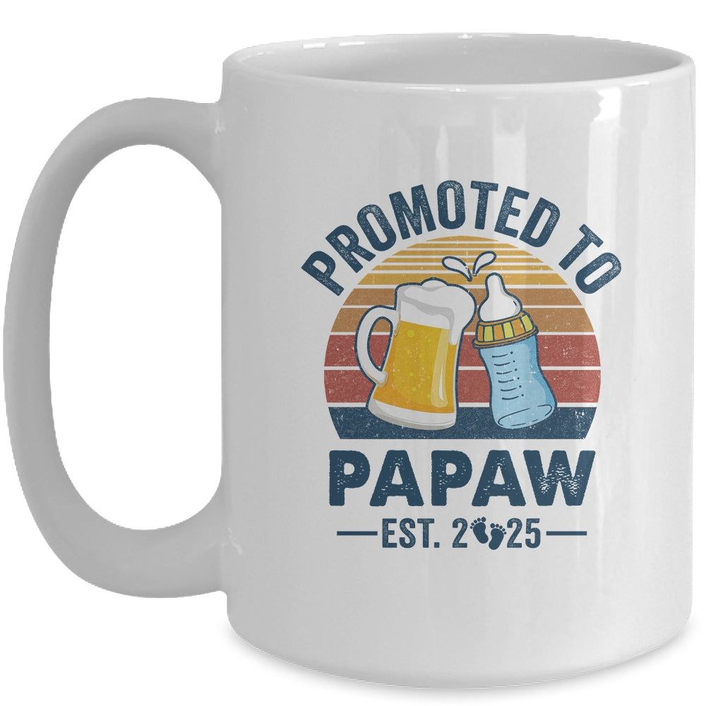 Promoted To Papaw Est 2025 First Time Fathers Day Vintage Mug | teecentury