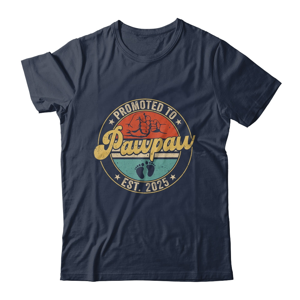Promoted To Pawpaw 2025 Pregnancy New First Pawpaw Retro Shirt & Hoodie | teecentury