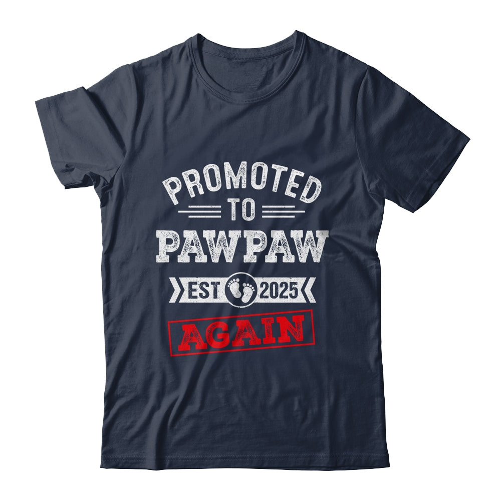 Promoted To Pawpaw Again 2025 Pregnancy Announcement Shirt & Hoodie | teecentury